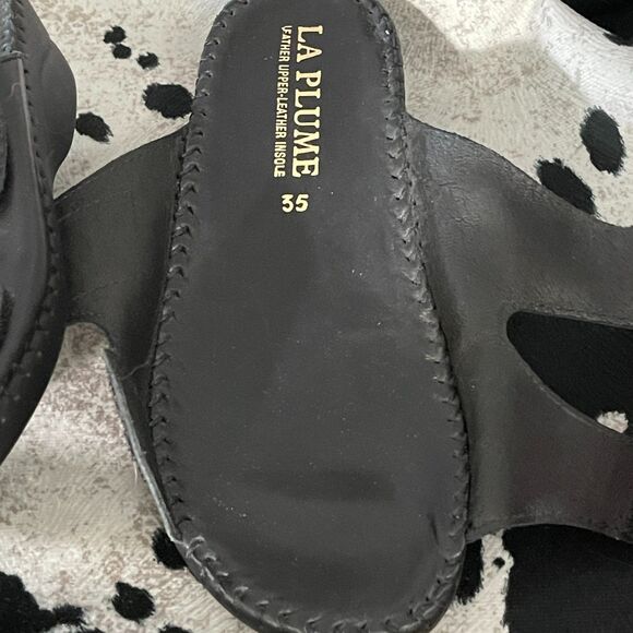 La Plume Jessica Leather Black Platform Sandal Size 6/35 Made in Italy - Picture 7 of 10